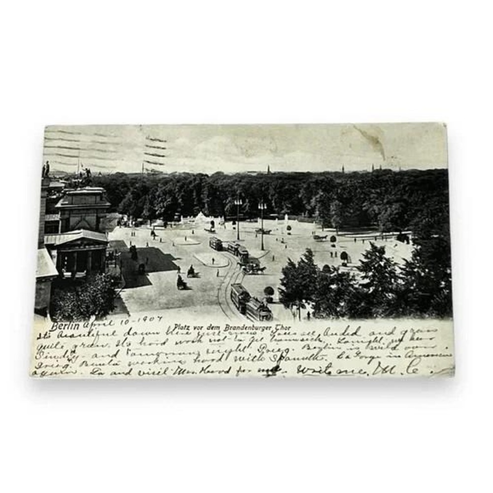 Postcard Berlin Platz vor dem Brandenburger Thor c1907 Street Car Carriages C246
